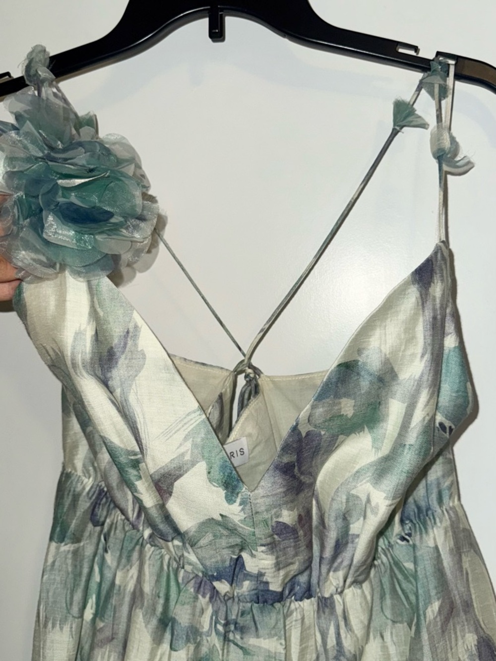 Lucy Paris Blue and Mint Floral Tiered Midi Dress - Picture 4 of 10